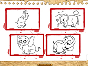 Coloring book Cartoon Elephants - game